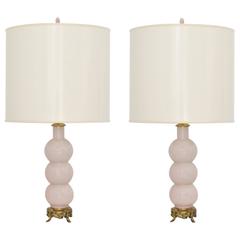 Pair of Hollywood Regency Ceramic Stacked Ball Form Table Lamps