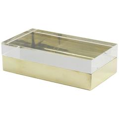 Italian Brass & Lucite Decorative Box in the Manner of Gabriella Crespi 1960s