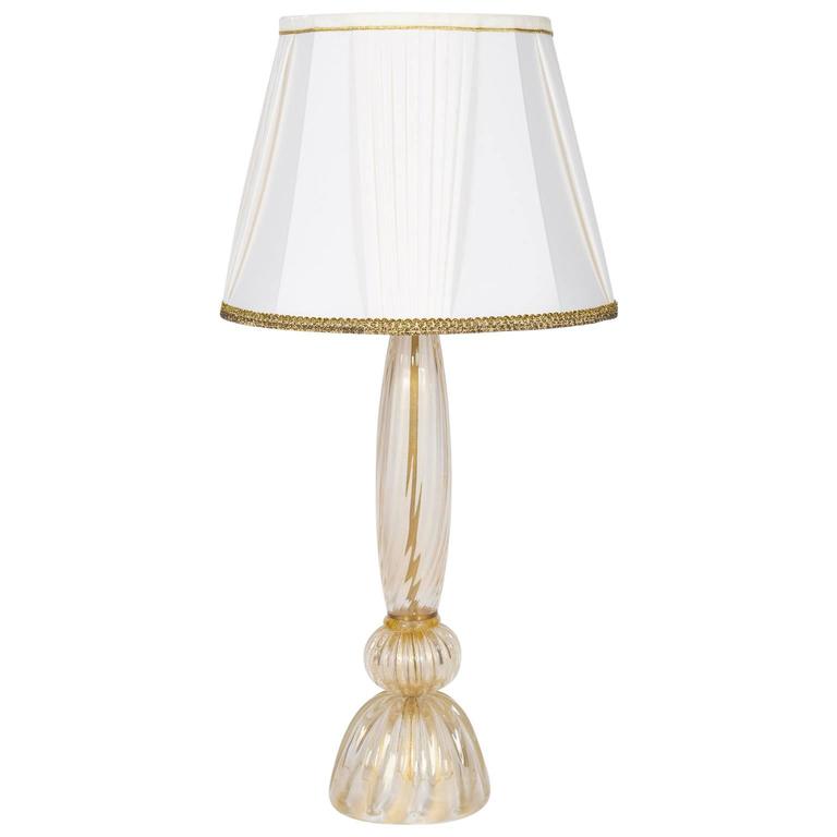Italian Venetian Murano Glass Table Lamp Attributed To Seguso For Gold Italian Venetian Table Lamp In Murano Glass 1980s