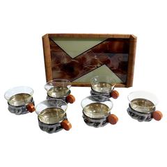 Art Deco Six Setting Cups with Matching Tray Set 10
