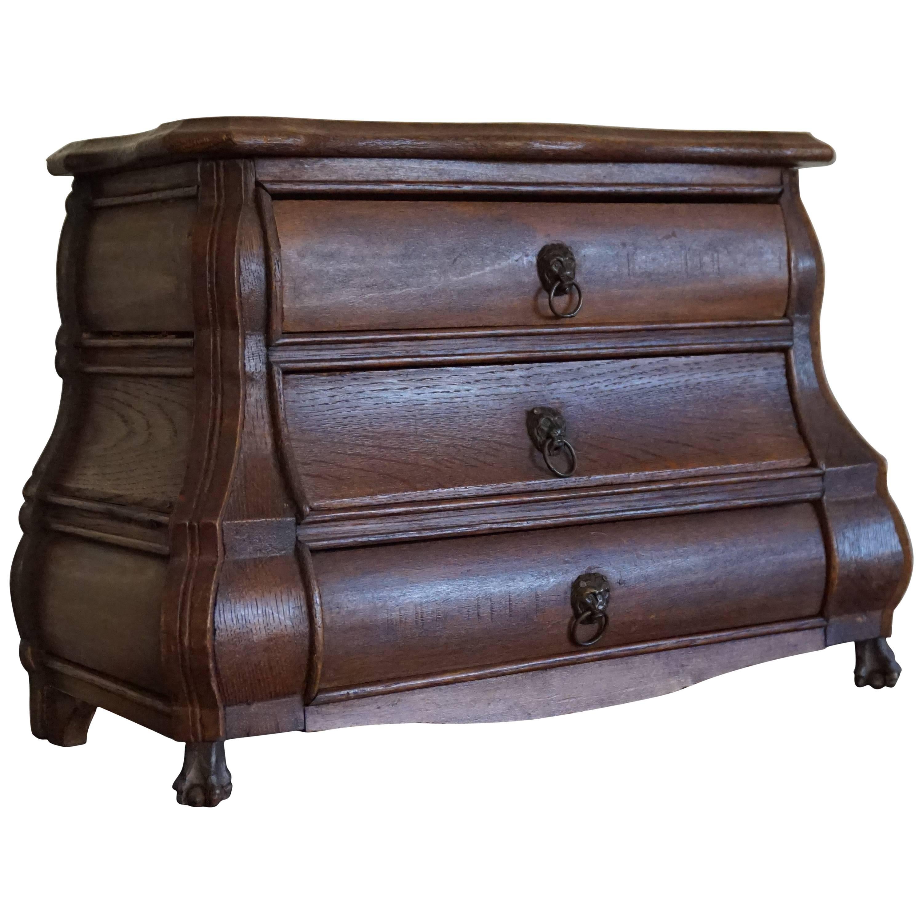 Early 20th Century, Miniature Rococo Style Dutch Chest of Drawers Oak and Beech  For Sale