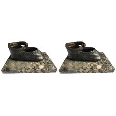 Bronze Ballerina Style Baby Shoes Pair Weights with Marble Base 5