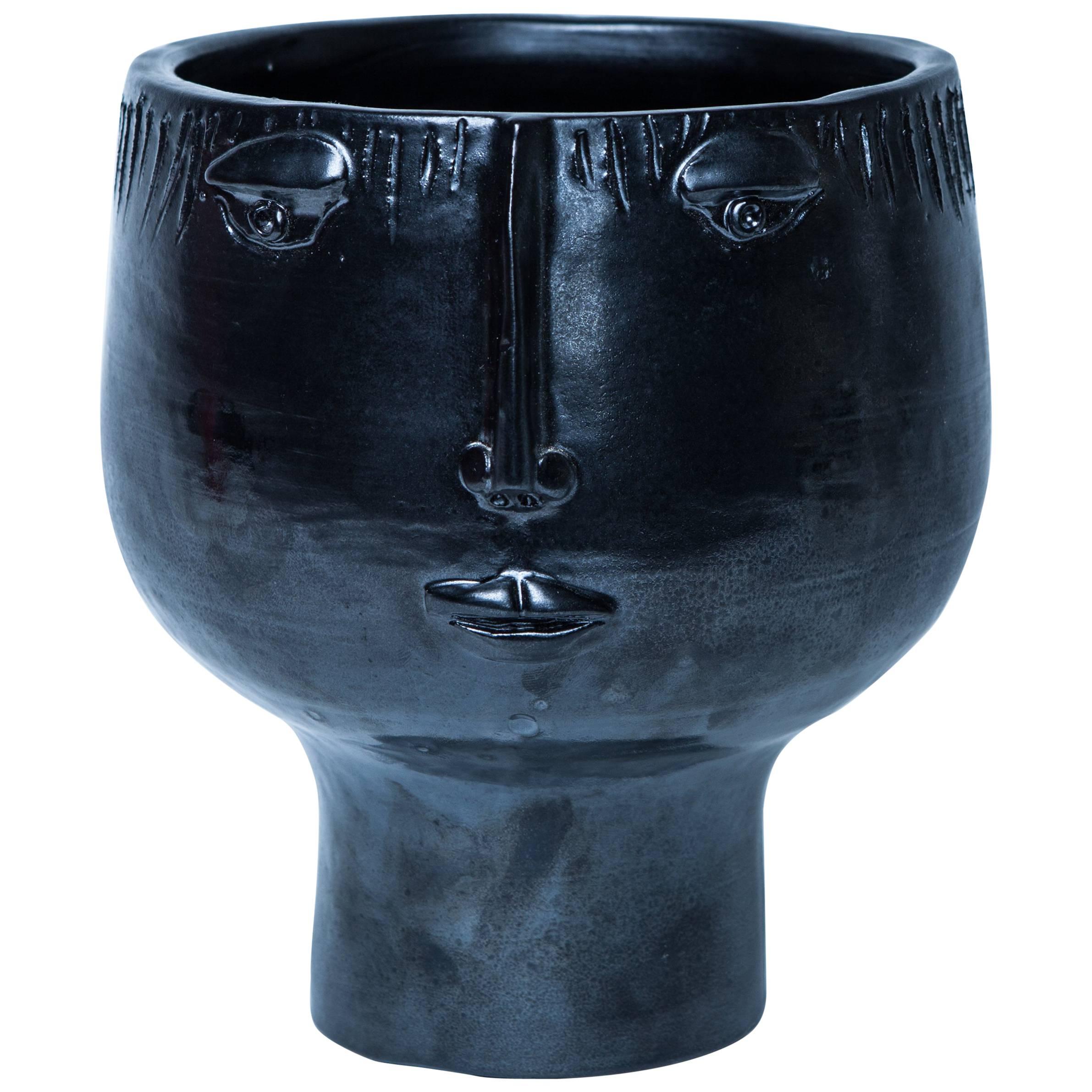 Robert and Jean Cloutier "Visage" Ceramic Vase, circa 1960, France