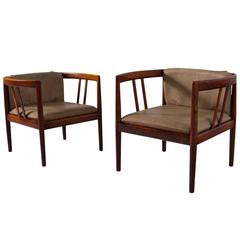 Illum Wikkelsø Pair of Rosewood Easy Chairs in Original Buffalo Leather