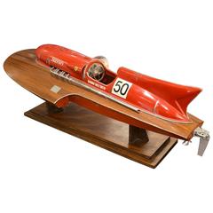 Retro Huge Italian Nando Dell Orto Hydroplane Ferrari Racing Boat Model, circa 1960