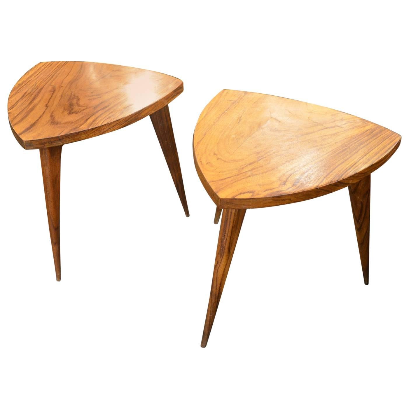 Beautiful Pair of Italian End Tables in Rosewood, circa 1960 For Sale