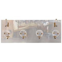 Beautiful Italian Brass and Mirror Coat Hanger, circa 1960