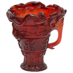 Chinese Carved Amber Libation Cup, Ch’ien Lung Period, China