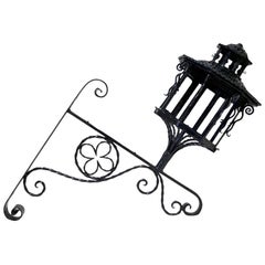 Very Large Pair of Wrought Iron Lanterns, France, circa 1920s
