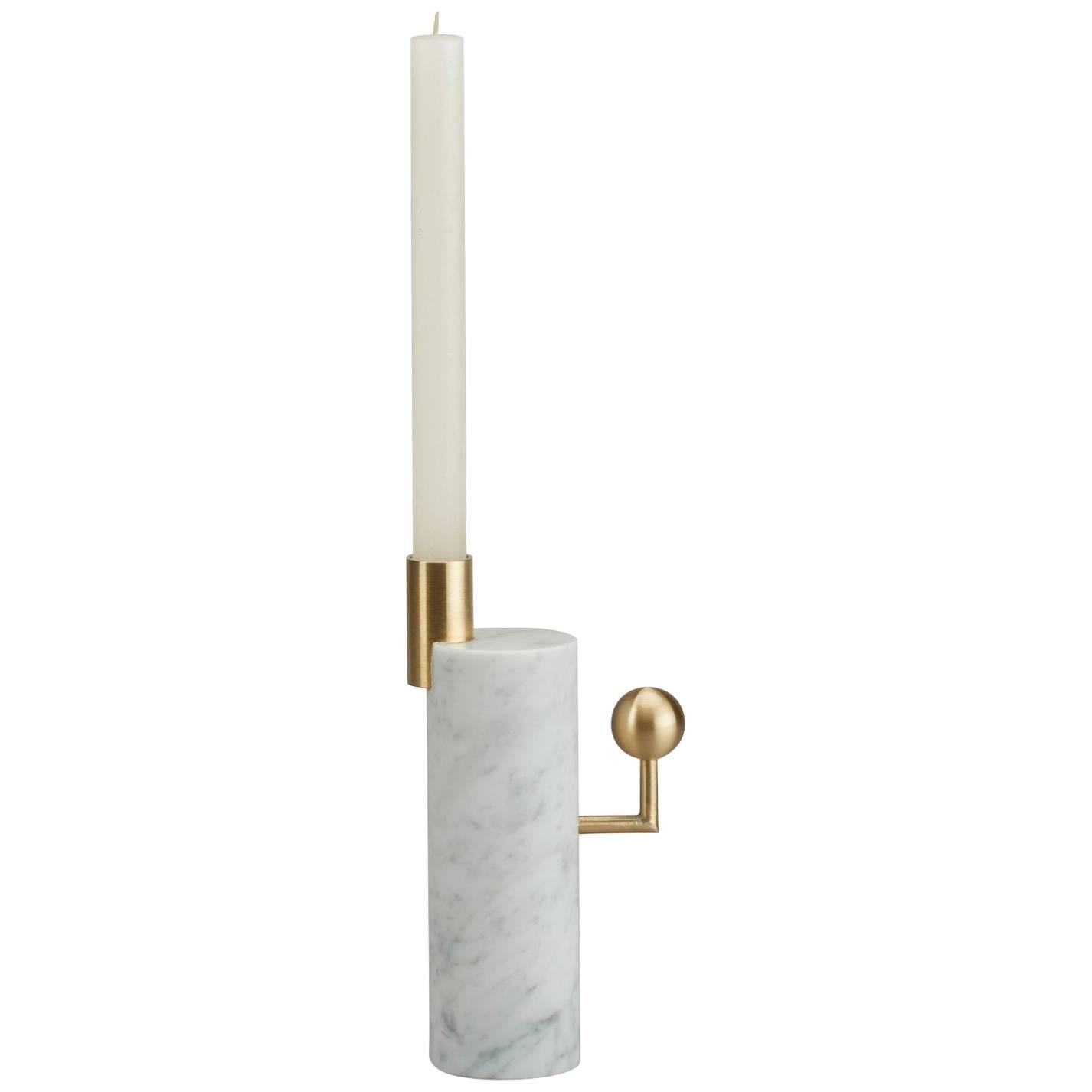 Stargazer Candleholder, Carrara Marble and Brass, by Lara Bohinc, In Stock