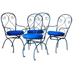 Set of Four Unusual Wrought-Iron Garden Chairs, France, circa 1920s
