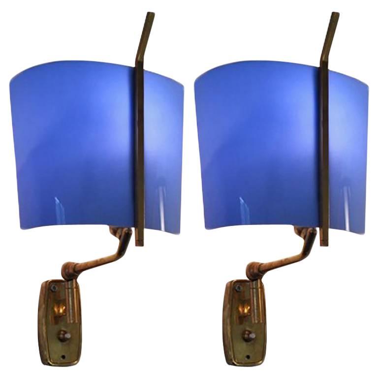 Pair of Wall Lamps, Design Stilnovo, 1950