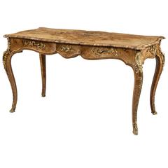 English Writing Table with Floral Marquetry and Gilt Bronze Mounts by Gillow