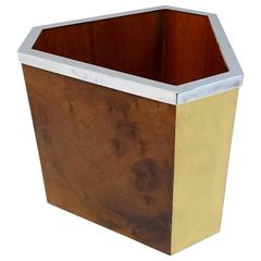 Magazine Holder in Burl and Brass, Italy 11