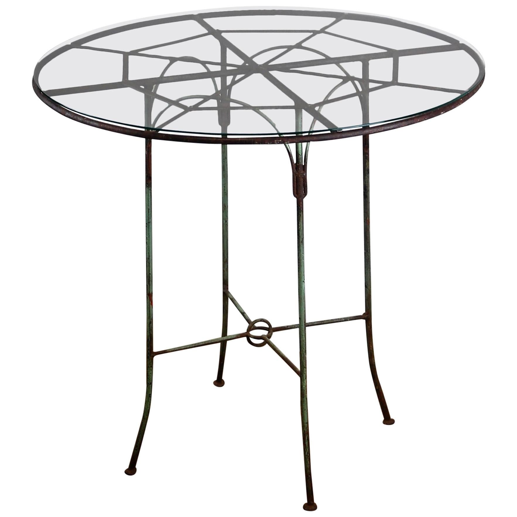 Early 20th Century Wrought Iron Spiders Web Cafe Table