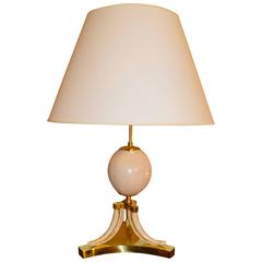 Late 1970s Brass and Ostrich Egg Lamp