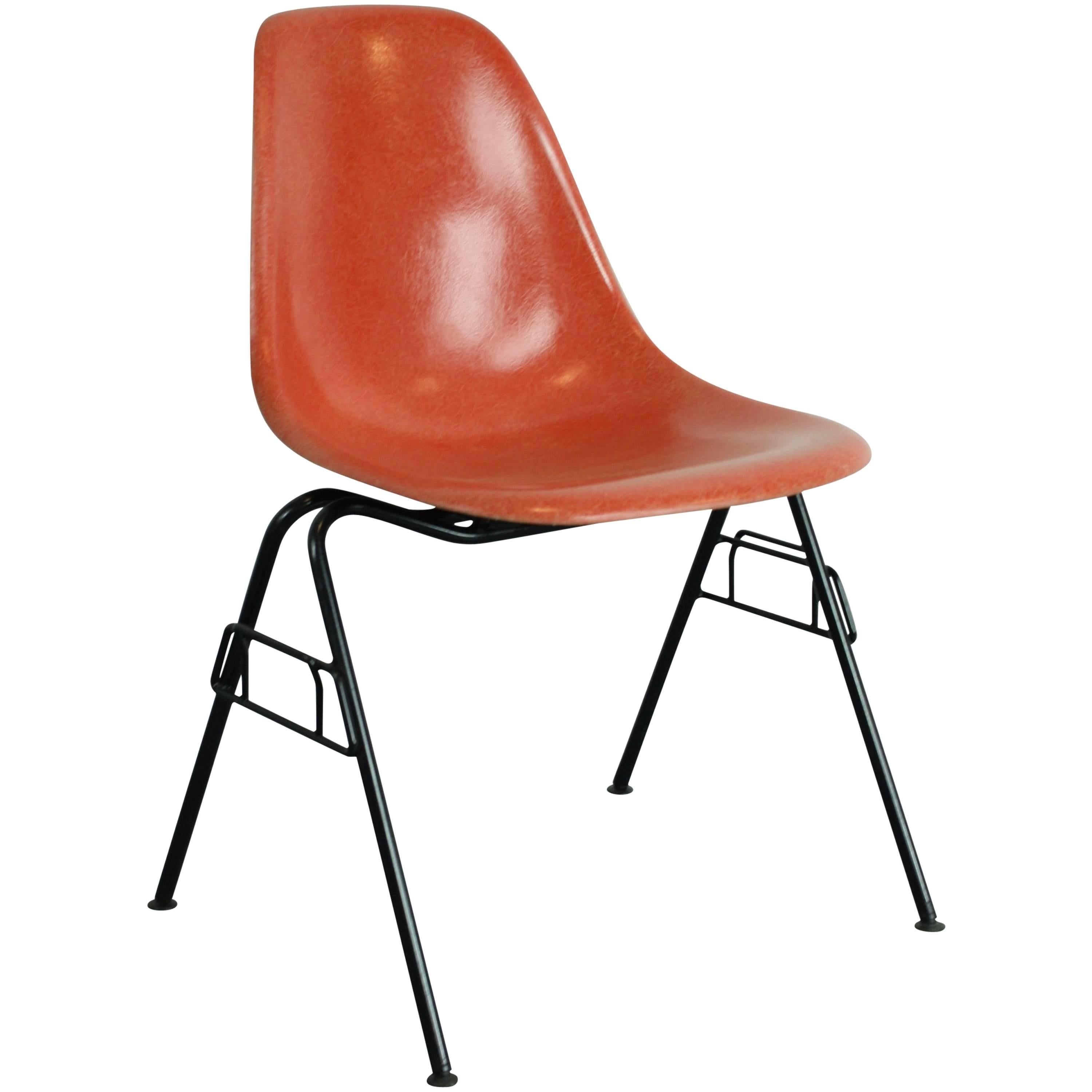 Charles Eames Herman Miller DSS Chair in Blood Orange on Original Stacking Base For Sale