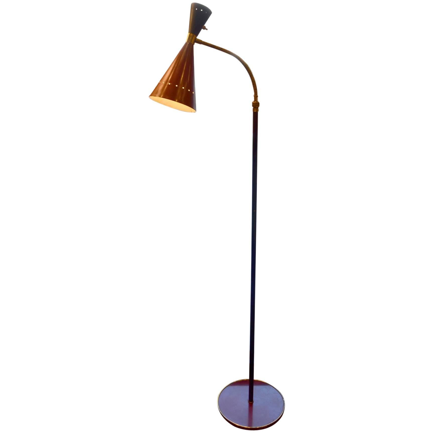 Beautiful Italian Stilnovo Floor Lamp, circa 1950