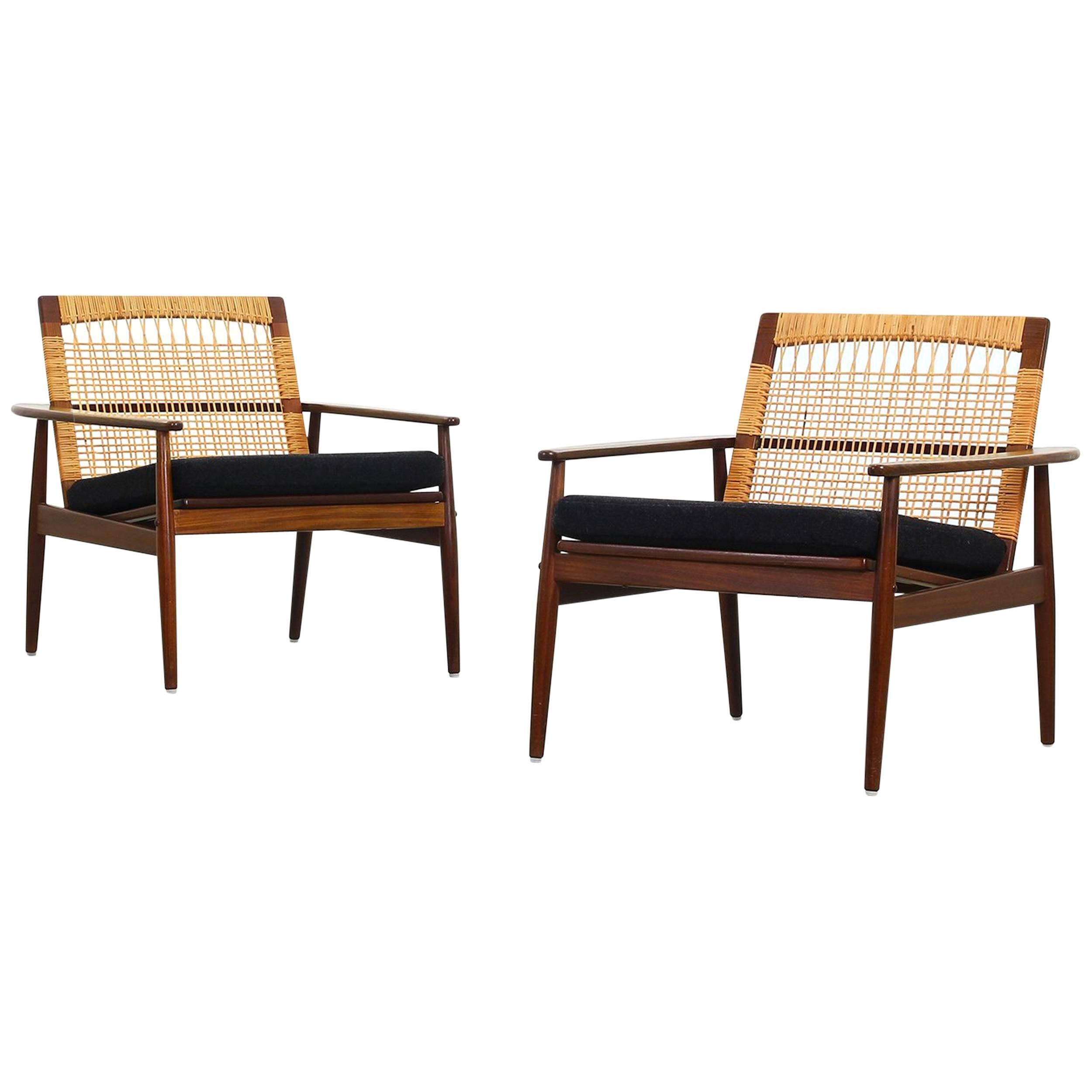 Rare Pair of Lounge Easy Chairs by Hans Olsen for Juul Kristiansen