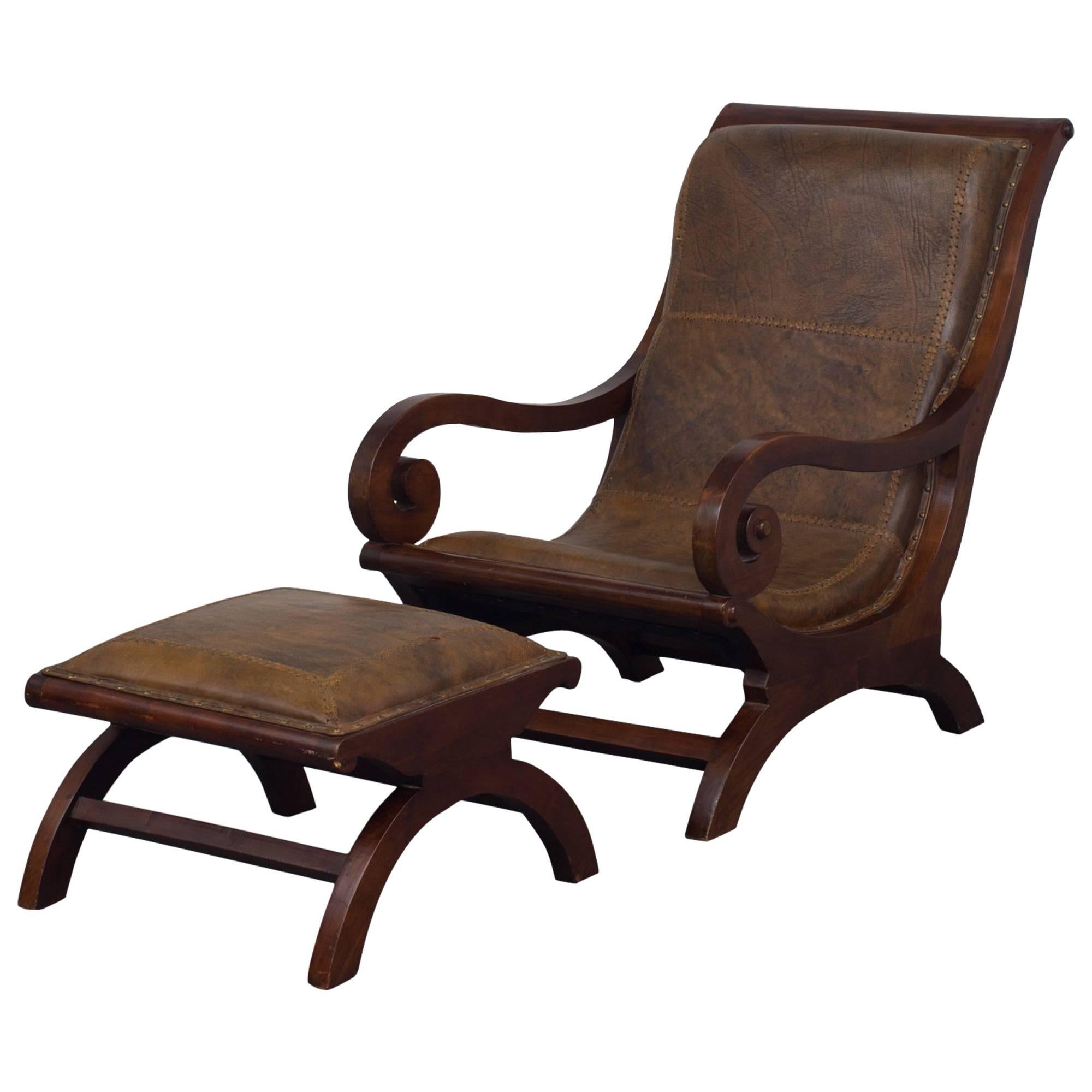 Chair with Foot Stool Swedish 20th Century Sweden For Sale