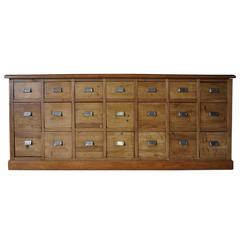 Retro German Pine Apothecary Bank of Drawers, 1950s