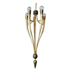 1940s Brass Pendant Chandelier by Guglielmo Ulrich