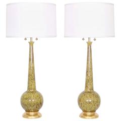 Restored Pair of MCM Drip Glaze Lamps