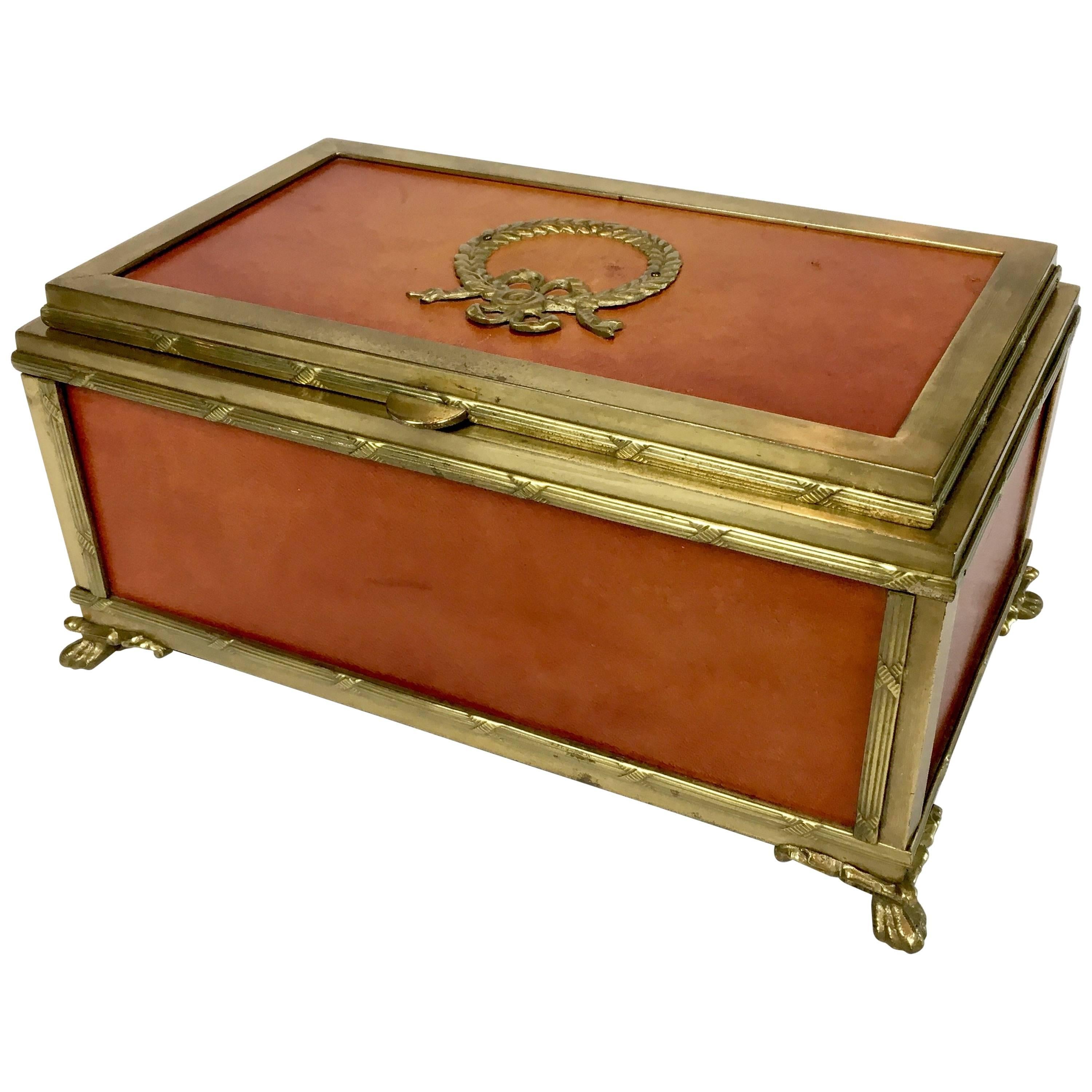 Napoleon Brass and Leather Box