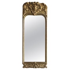 18th Century Gold French Antique Gilded Rococo Wall Glass Mirror