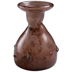 Antique Ancient Roman Aubergine Glass Bottle, 200 AD