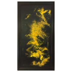 Black and Yellow Abstract Expressionist Painting by Suzanne Clune 11