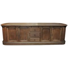 French Oval Oak Drawer and Doors Counter Shop Center Cabinet, 1900