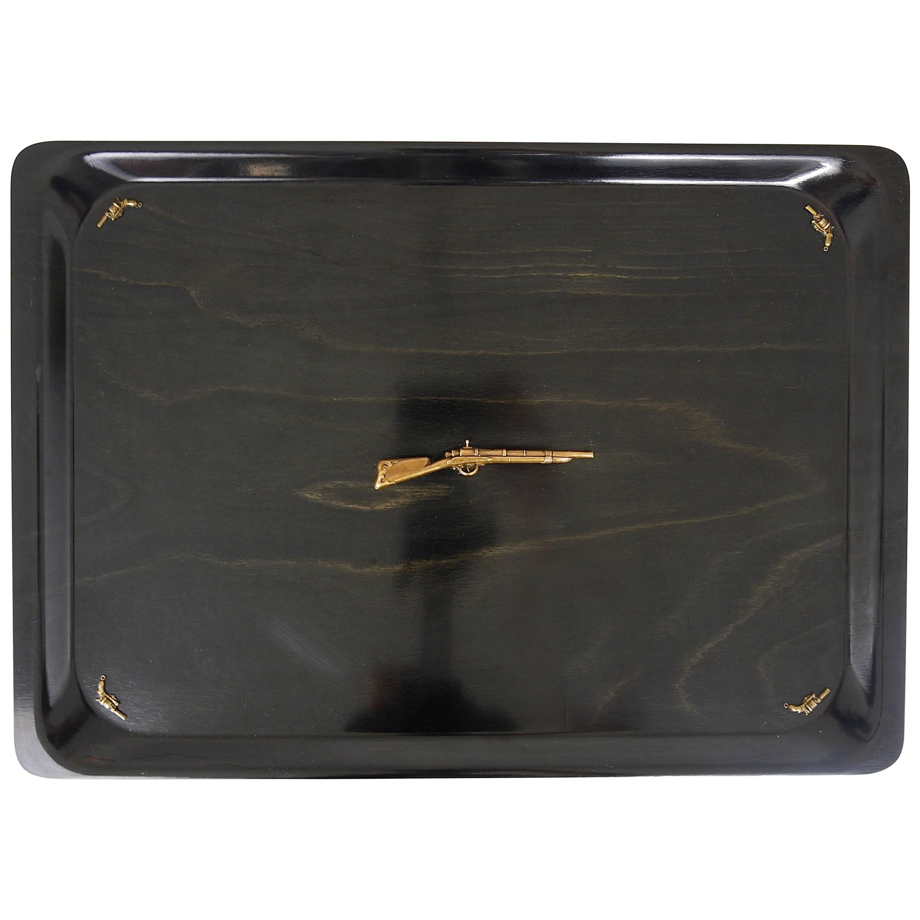 Black Colt and Rifle Serving Tray, Piero Fornasetti Style, Italy, 1960s