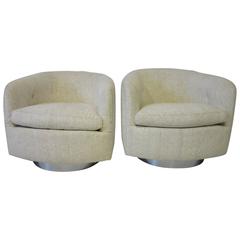 Milo Baughman Swivel and Rocking Barrel Back Chairs