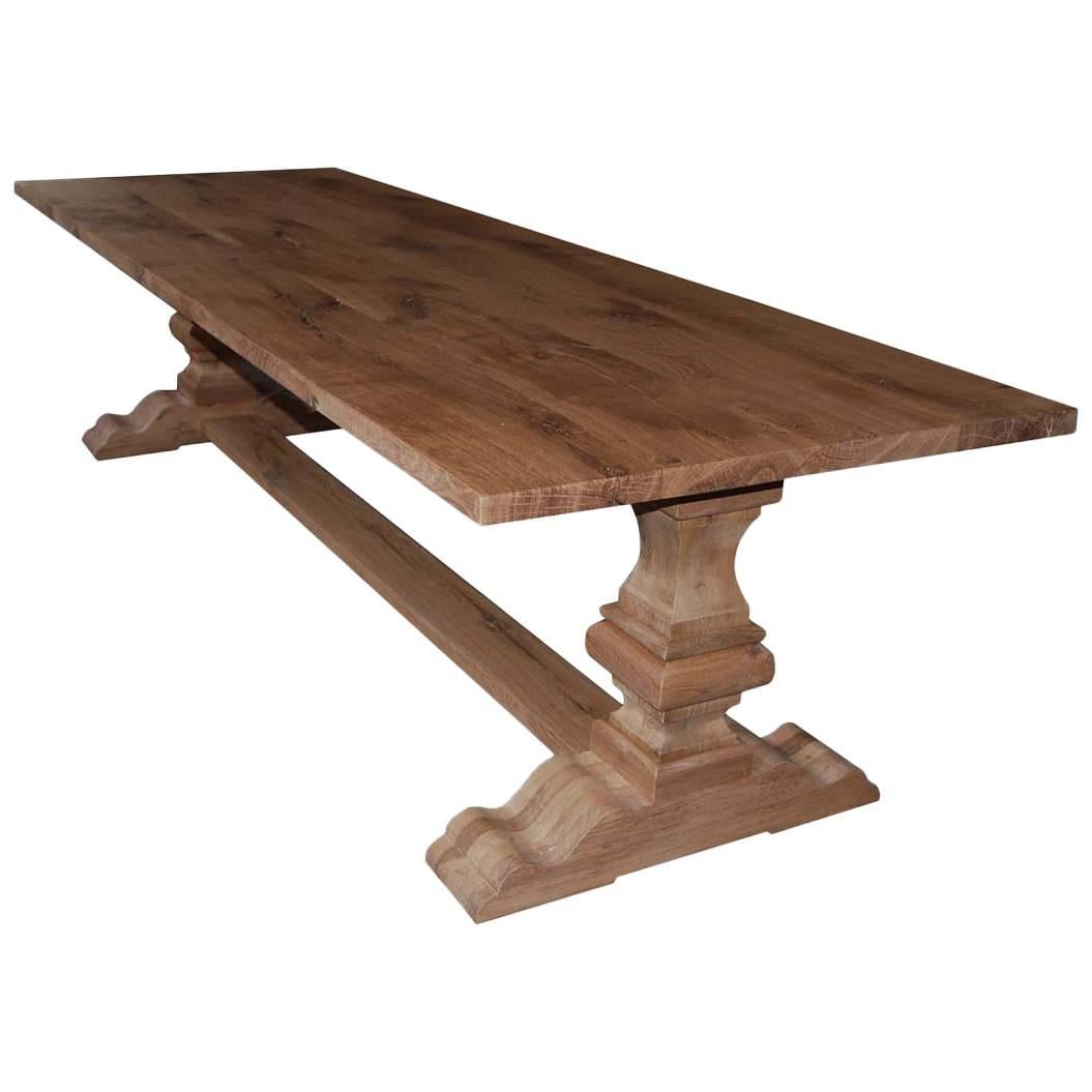 Tailor made monastery table in solid aged oak. For Sale at 1stDibs