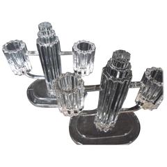 Art Deco Glass Candle Sticks, Glass Candelabra