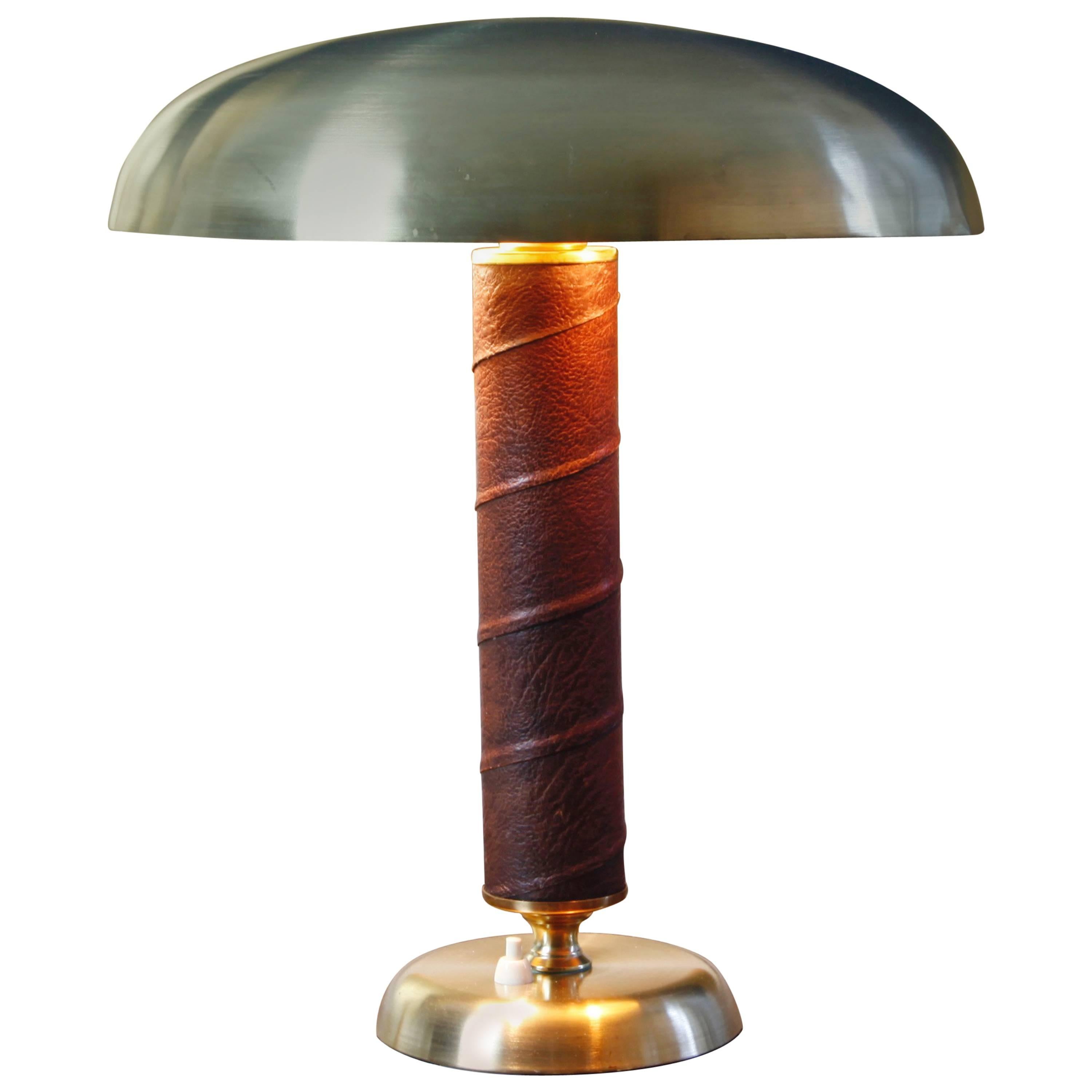 Stylish Leather-Wrapped Swedish Desk Lamp