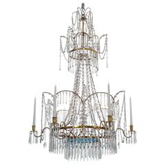 Russian Cut Glass, Silvered and Gilt Bronze 7 Light Chandelier, 18th Century 6