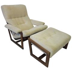 Danish Lounge Chair with Ottoman in the Style of Peter Hvidt