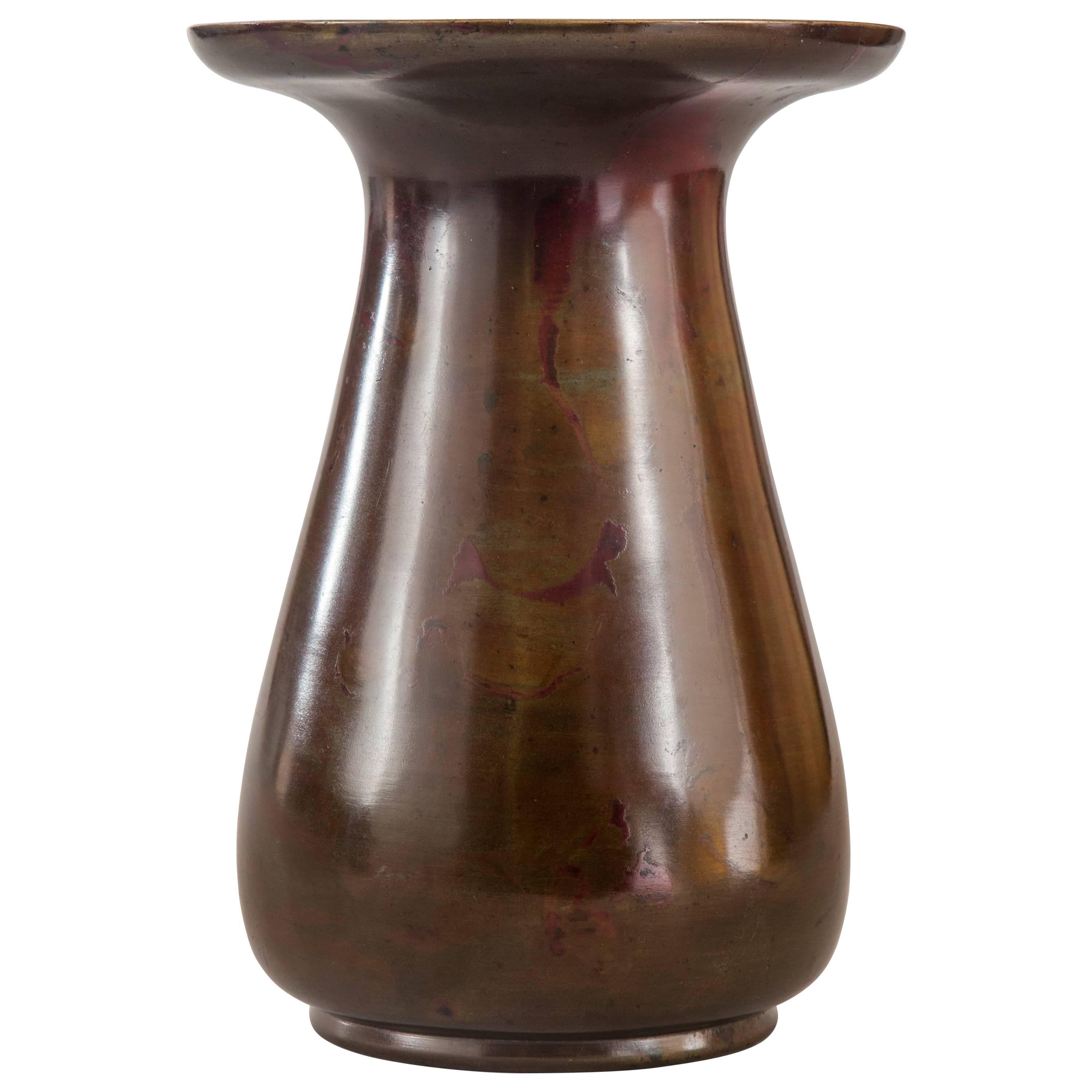 A Japanese Red and Green Patinated Bronze Vase For Sale