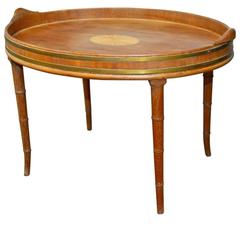 Oval Mahogany Tray Table with Faux Bamboo Legs