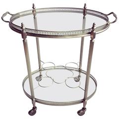 Vintage French Silver Oval Drinks Trolley