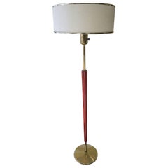 Vintage Mid-Century Modern Brass and Mahogany Classic Style Floor Lamp