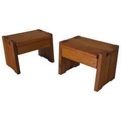 Pierre Chapo Set of Two Nightstand in Solid Elm