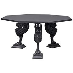 Octagonal Granite Table on Cast Iron Griffin Base