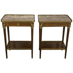 Pair of 19th Century Mahogany Marble-Top and Ormolu Side Tables