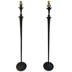 Pair of Giacometti Style Bronze Floor Lamps 9