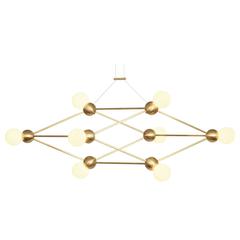 Lina 08-Shear Chandelier, Brushed Brass, Modern Minimal Geometric Space-Frame 7