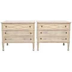 Pair of Distressed Cream Painted Chests