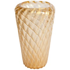 Große schillernde Vase aus italienischem Murano-Kunstglas, Ercole Barovier zugeschrieben